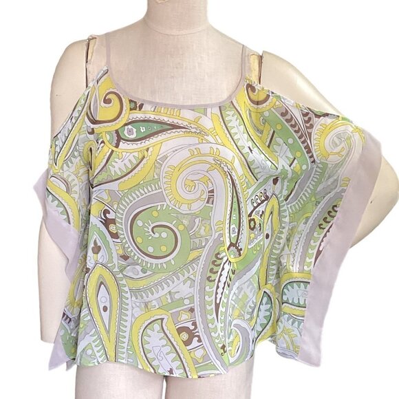 Jennifer Lopez Tops - Jennifer Lopez Paisley Open Shoulder Blouse XS 120P